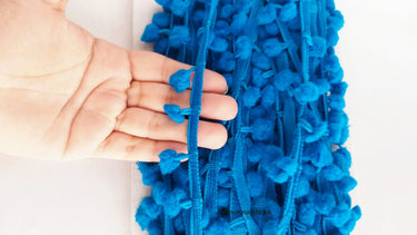 Blue Pom Pom Fringe Trim, Pompom Trimming, Tassels